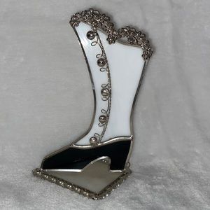 Victorian Boot Stained Glass Vintage Decorative Art